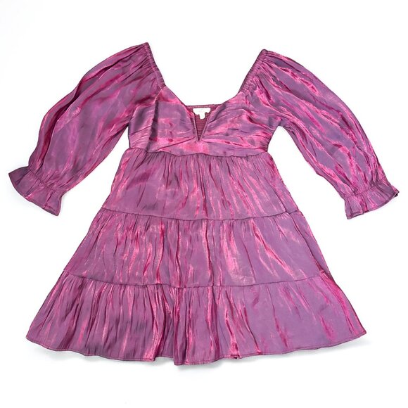 Entro Shine On Mini Babydoll Dress Purple Women's Size M - Picture 2 of 4